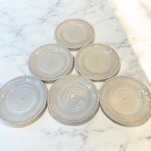 White Melamine 9” Appetizer Snack Plate Nautical Rope Trim Dishwasher Safe